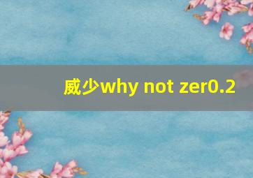 威少why not zer0.2